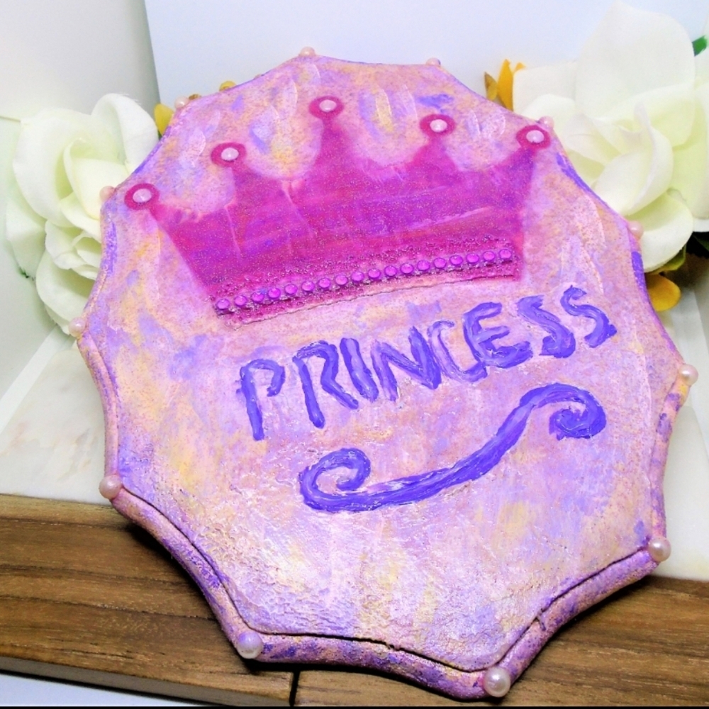 Pink and Purple, Glittery Handpainted Wooden Sign.